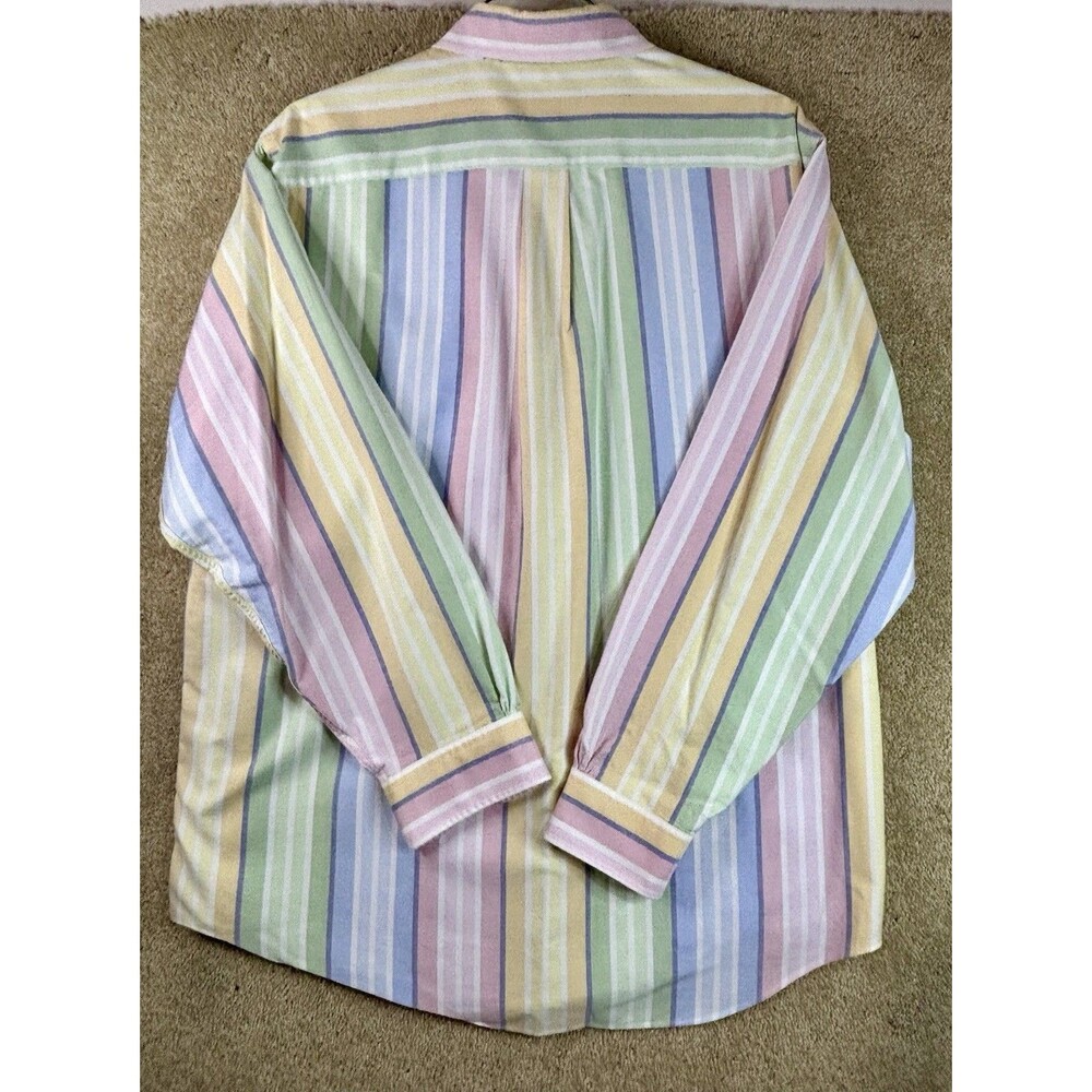 Brooks Brother Mens Large Pastel Multicolored Striped Button-Down Shirt Preppy - Picture 3 of 7